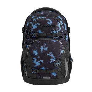 Schulrucksack Coocazoo PORTER Midnight Dust in modernem Design, schwarz mit blau-schwarzem Muster, ideal für Schüler und Alltag.