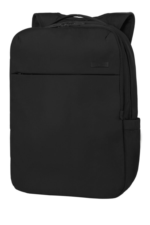 Schwarzer CoolPack Rucksack BORDER mit zeitlosem Design und gepolstertem Laptopfach, ideal für Schule und Alltag.