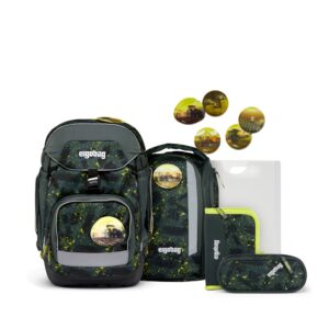 Ergobag Schulranzen-Set PACK MähdreschBär 6-teilig mit Rucksack, Federmäppchen und sportlicher Tasche in modernem Design für Grundschüler der 1. bis 4. Klasse.
