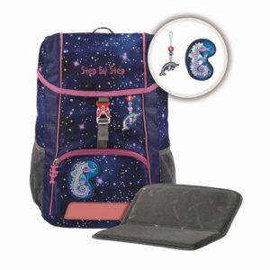 Bunter Kinderrucksack KID REFLECT Star Seahorse Zoe mit ergonomischen Schultergurten, reflektierenden Elementen und vielfältigen Aufbewahrungsmöglichkeiten für Kinder.