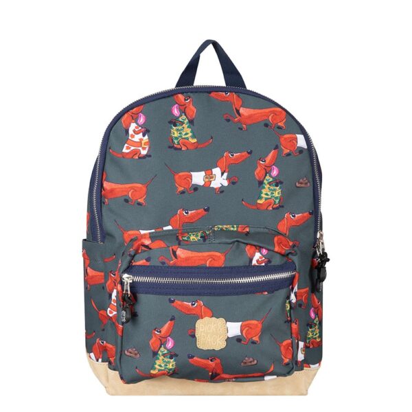 Schulranzen M Hunde Leaf Green mit stylischem Hunde-Motiv und ergonomischem Design, ideal für Grundschüler ab 5 Jahren.