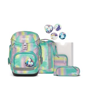 Schulranzen-Set PACK ZauBärwelt 6-teilig mit ergonomischem Design, höhenverstellbarem Tragesystem und bunten Einhorn-Motiven, ideal für Grundschüler.