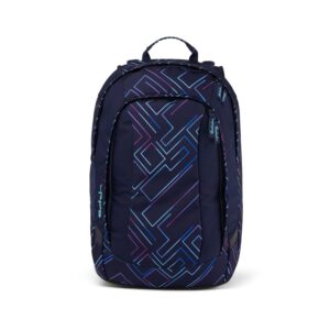 Schulrucksack AIR in der Farbvariante Purple Laser mit geometrischem Muster, ideal für Schüler, ergonomisches Design, gepolsterte Träger und praktische Fächer.