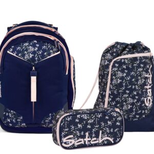 3-teiliges Schulrucksack-Set MATCH Bloomy Breeze in floralen Design mit Rucksack, Turnbeutel und Federmäppchen für Schule und Freizeit.