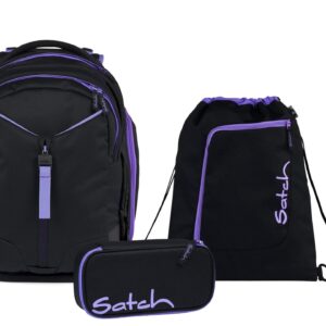 Schulrucksack-Set MATCH Purple Phantom 3-teilig mit Rucksack, Sportbeutel und Federpennal in modernem Design mit lila Akzenten, ideal für Schüler.