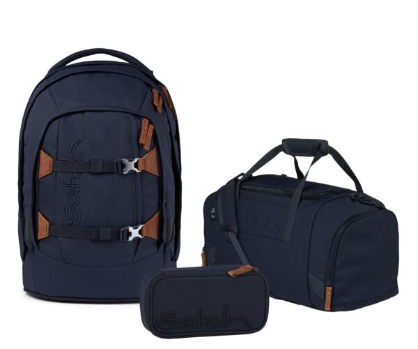 Schulrucksack-Set PACK Nordic Blue 3-teilig mit Rucksack, Sporttasche und Federmäppchen in modernem, dunkelblauem Design für Schüler
