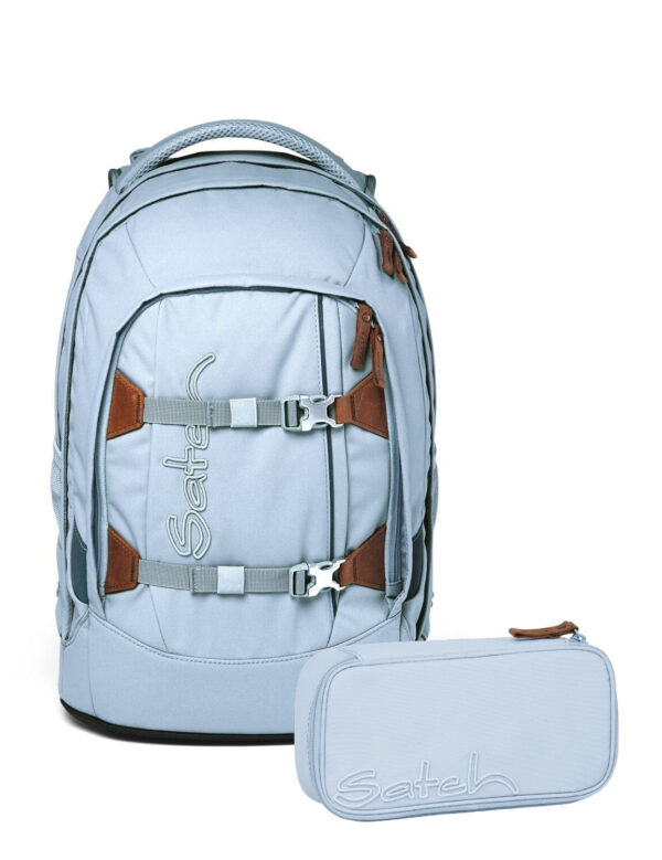 2-teiliges Schulrucksack-Set PACK in der Farbe Nordic Ice Blue, bestehend aus einem ergonomischen Rucksack und passendem Etui, ideal für Schüler.