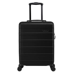 Schwarzer Cabin Max Anode Handgepäck Koffer 55x40x20 cm aus robustem ABS-Material mit 4 Rädern und 3-stelligem Schloss, ideal für Reisen