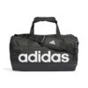 adidas Unisex Essentials Linear Duffel Bag in Schwarz/Weiß, ideal für Sport und Freizeit mit gepolsterten Tragegriffen und seitlicher Reißverschlusstasche