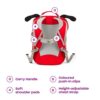 Ergonomischer Kindergarten-Rucksack für Kleinkinder im Marienkäfer-Design, rot mit reflektierenden Elementen und Namensschild, ideal für 1-3-Jährige.