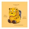 Affenzahn Großer Freund Kindergartenrucksack in Form eines freundlichen Tigers für Kinder im Alter von 3 bis 5 Jahren. Der Rucksack ist leuchtend gelb mit schwarzen Streifen und bietet Platz für Spielzeug und Snacks. Ideal für den Kindergarten.