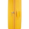 American Tourister Soundbox Spinner L Expandable Suitcase in Golden Yellow, 77 cm, 110 Liter, mit doppeltem Reißverschluss und integrierter TSA-Sicherheitsschloss.