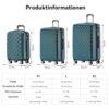 BEIBYE Zwillingsrollen 2066 Hartschale Trolley Koffer Set in Dunkelgrün, bestehend aus drei Größen: M, L und XL mit 360° Rollen und Teleskopgriff.