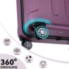 Violetter Zwillingsrollen Hardcase Reisekoffer mit strukturierten Oberflächen und 360° drehbaren Rollen, ideal für Reisen.