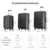 BEIBYE Zwillingsrollen Reisekoffer Set in Schwarz, bestehend aus Koffern in M-, L- und XL-Größe, mit modernem Design und robusten Materialien, ideal für jede Reise.