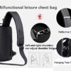 Stylische Brusttasche für Herren in Schwarz, ausgestattet mit Anti-Diebstahl-Funktion und wasserdichtem Material, ideal für Outdoor-Aktivitäten.