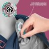 Nahaufnahme des anpassbaren und ergonomischen Riemen- und Gurtsystems eines coocazoo Schulrucksacks, geeignet für Körpergrößen von 135 cm bis 180 cm.