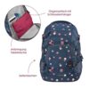 Ergonomischer blau farbiger Schulrucksack Mate 'Bubble Dreams' mit bunten, kreisförmigen Motiven und praktischen Fächern für Schulsachen.