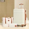 Stilvolles COOLIFE Koffer-Set in Gelb/Schwarz, bestehend aus einem großen Koffer, einer mittelgroßen Reisetasche und einem Kulturbeutel, ideal für Reisen.