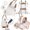 COOLIFE Koffer Trolley Set bestehend aus einem mittleren Hartschalenkoffer, einem praktischen Rucksack und einem Kulturbeutel in Weiß und Braun, ideal für Reisen.
