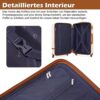 Detailansicht des Innenraums eines COOLIFE Koffers mit zweigeteiltem Design, Polyestermaterialien und stabilen Riemen zur Gepäckfixierung.