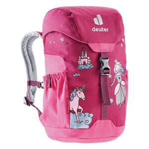 Kleiner rosa Kinderrucksack mit kindlichen Illustrationen, ideal für Kindergarten und Ausflüge, 8 Liter Volumen, sicher und bequem für Kinder ab 3 Jahren.