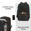 ECOHUB 20L Handgepäck Rucksack in Schwarz mit Diebstahlschutz, optimiert für Reise- und Flughafensicherheit, inklusive 3D Laptop-Fach und versteckten Taschen.