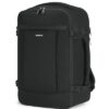 ECOHUB 20L Handgepäck Rucksack in Schwarz, kompakt und funktional, ideal für Reisen mit platzsparenden Abmessungen, sicherem Laptopfach und nachhaltigem Material.