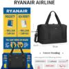 ECOHUB Handgepäcktasche in Schwarz, speziell für Ryanair und andere Airlines, mit den Abmessungen 40x20x25 cm und abnehmbarem Schultergurt.