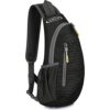 Leichte Sling-Brusttasche von G4Free in Schwarz, ideal für Wandern, Radfahren und Reisen mit mehreren Fächern für praktischen Stauraum.