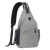 Graue Umhängetasche in Form eines Slingbags aus Polyester, ideal für Outdoor-Aktivitäten und den täglichen Gebrauch, mit verstellbarem Schultergurt und mehreren Fächern.