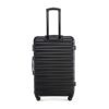 Großer Reisekoffer in elegantem Schwarz mit geriffelter Oberfläche, Teleskopgriff und 4 drehbaren Spinner-Rollen, ideal für Reisen.