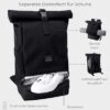 Johnny Urban Rolltop Rucksack in Schwarz mit separatem Schuhfach, einem gepolsterten Laptopfach und atmungsaktivem Rückenteil, ideal für Universität, Reisen und Sport.
