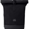 Schwarzer Johnny Urban Rolltop Rucksack für Damen und Herren mit Rolltop Öffnung, funktionalem Design und gepolstertem Laptopfach, ideal für Uni, Arbeit, Reisen und Sport.
