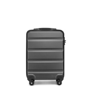 KONO Handgepäck Koffer in elegantem Grau mit 4 Rollen und TSA-Schloss, geeignet als Kabinentrolley mit kompakten Abmessungen von 55x38x20 cm und 33 Litern Volumen.