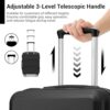 KONO Handgepäck Koffer Trolley 55cm in Schwarz mit verstellbarem Teleskopgriff und 360° Zwillingsrollen für mühelose Mobilität, TSA Schloss für Sicherheit, strapazierfähige ABS Hartschale und optimal organisierten Innenraum für Reiseutensilien.