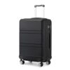 KONO Handgepäck Koffer Trolley in Schwarz, 55cm mit leichten Hartschalen, 4 Zwillingsrollen und TSA Schloss, ideal für Wochenendausflüge.