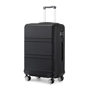KONO Handgepäck Koffer Trolley in Schwarz, 55cm mit leichten Hartschalen, 4 Zwillingsrollen und TSA Schloss, ideal für Wochenendausflüge.