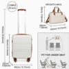 KONO 55cm Handgepäck-Koffer Trolley Set bestehend aus einem eleganten weißen Hartschalenkoffer und einer kompakten Ryanair Reisetasche in neutralem Farbton, ideal für Reisen und Kurztrips.