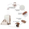 KONO 55cm Handgepäck-Koffer Trolley Set in Cremeweiß mit 360-Grad-Rollen und TSA-Schloss, ideal für Reisen.