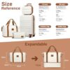 KONO Reisekoffer Set in Creme Weiß, bestehend aus 4 Gepäckstücken: 55cm Handgepäckkoffer, Beautycase, Reisetasche und Kulturbeutel, ideal für Kurzurlaube und Geschäftsreisen.