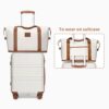 KONO Reisekoffer Set in Creme Weiß bestehend aus einem Hartschalenkoffer mit vier Rollen, ausziehbarem Griff, und einer dazu passenden Reisetasche mit Ledergriffen und praktischem Design, ideal für Reisen.