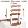 KONO Reisekoffer Set in Creme Weiß mit verstellbarem Teleskopgriff und Braunem Design für komfortable Reisen