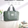 Erweiterbare kleine Reisetasche für Handgepäck in mattem Grün, ideal für Flugreisen und flexible Nutzung.