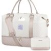 Elegante große Reisetasche für Damen in Beige Nude Rosa mit separatem Schuhfach und vielen Fächern, ideal für Flugreisen, Fitnessstudio und Strand