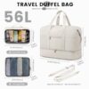 Beige Weekender Reisetasche für Damen mit integriertem Schuhfach und Kulturtasche, ideal als Handgepäck für Reisen oder als Sporttasche.