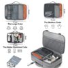 Illustration von verschiedenen Packwürfeln und Aufbewahrungslösungen für Reisen, darunter große, mittlere und wasserfeste Cube sowie eine Schuhtasche.