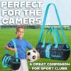 Minecraft Sporttasche für Kinder in Blau, ideal für Sport und Reisen, mit verstellbarem Schulterriemen und praktischen Funktionen, abgebildet mit fröhlichem Jungen im sportlichen Outfit.
