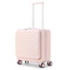 Rosa Hartschalenkoffer von Mixibaby mit Teleskopgriff und vier Zwillingsrollen, ideal für Reisen und Handgepäck.