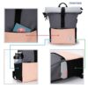 MoFut Rucksack für Damen und Herren in Grau und Peach mit Rolltop-Verschluss, 15,6'' Laptopfach und mehreren Fächern für optimale Organisation, ideal für Schule, Uni, Freizeit und Reisen.